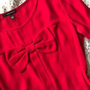 Love Haight • Pretty Red Bow Flowy Blouse